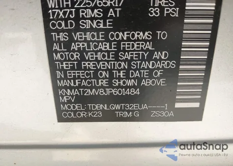 2018 Nissan Rogue Sv from USA, damaged, VIN KNMAT2MV8JP601484